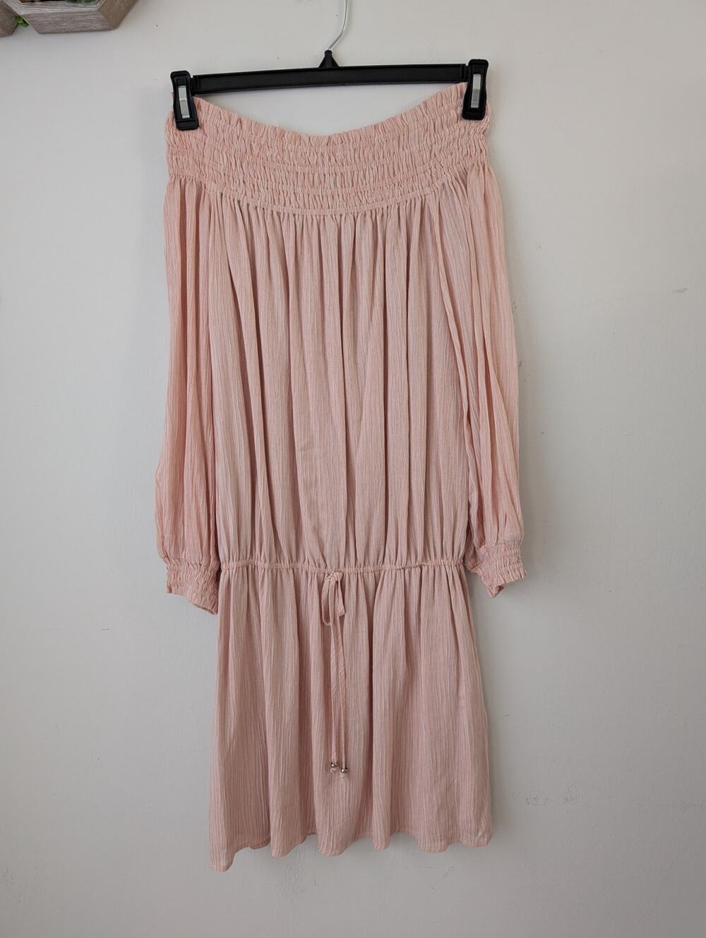 Line & Dot smocked off shoulder dress